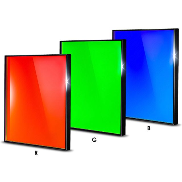 Lot de 3 filtres photo RVB - 50x50mm carrés non montés - Baader 43c. Lots de filtres L-RVB