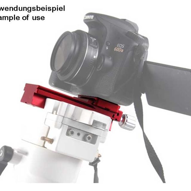 Queue d'aronde mâle type Vixen long. 120mm multi-fonction pour APN et petits instruments rouge - TSOptics Accessoires d'autoguidage