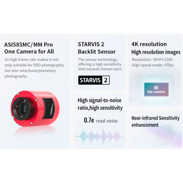 Caméra ASI585MC Pro refroidie couleur (IMX585) - ZWO Caméras ciel profond