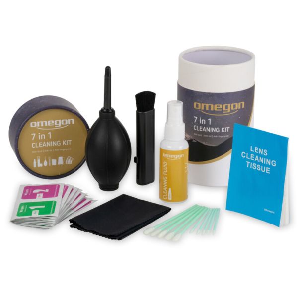Kit de nettoyage optique : liquide + accessoires - Omegon