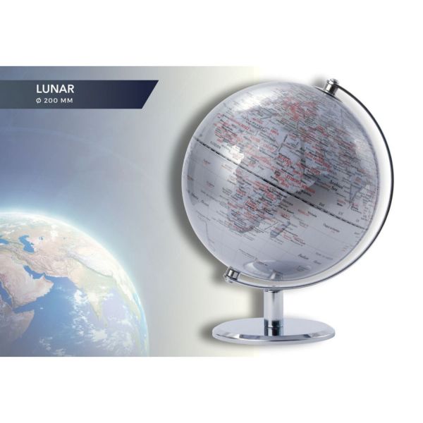 Globe terrestre Lunar Ø 200mm Argent - Troika