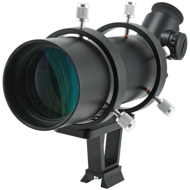 Chercheur 10x60 coudé, éclairé et redressé avec support - TSOptics Accessoires d'autoguidage