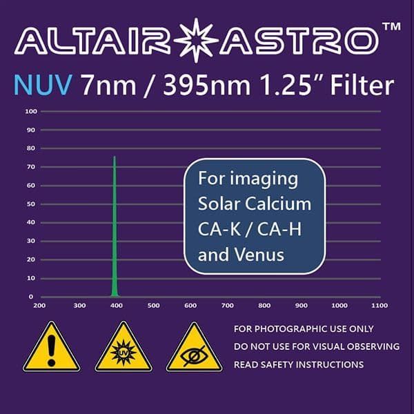 Filtre photo solaire Calcium K-Line 7nm NUV et Venus - coulant 31,75mm (M28) - AltairAstro