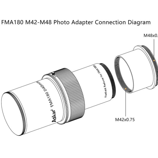 SOLDE - Bague adaptatrice T2 vers M48 pour FMA180 - Askar ...Soldes