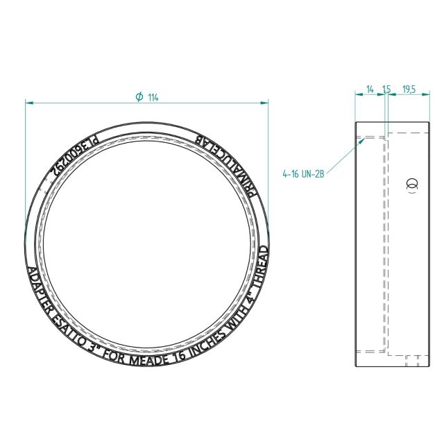 Bague adaptatrice pour Meade 16'' avec filetage 4'' vers ESATTO 3'' - PrimaLuceLab Bagues adaptatrices