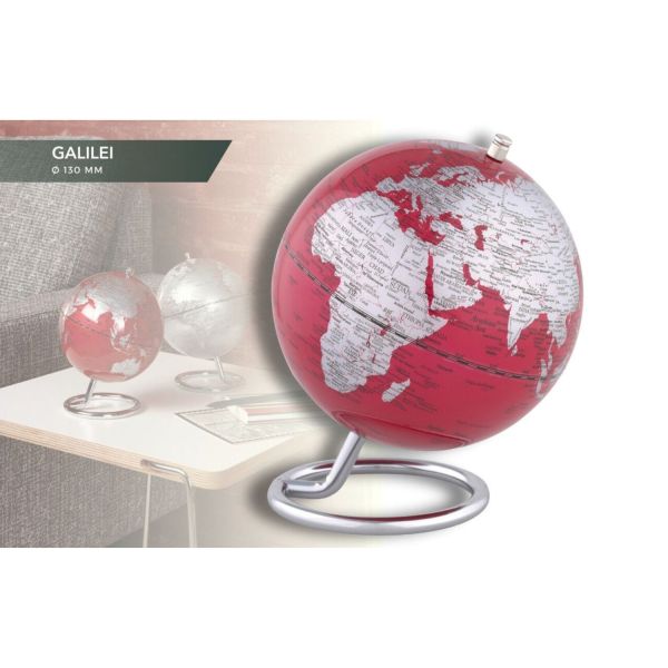 Globe terrestre Galilei Ø130mm Rouge vif - Troika