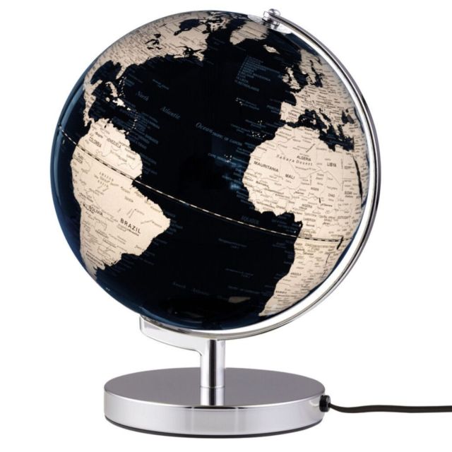 Globe terrestre Terra Light Ø250mm noir brillant - Troika Globes