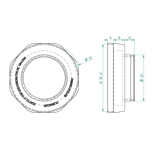 Bague adaptatrice M90 femelle pour Ritchey-Chretien pour ESATTO 2'' - PrimaLuceLab Bagues adaptatrices