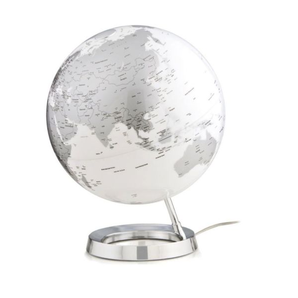 Globe terrestre lumineux Ø 30cm argenté - Atmosphere