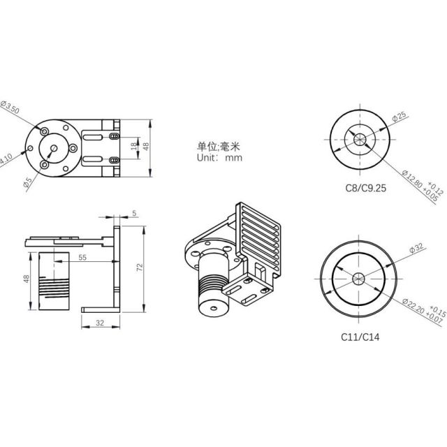 Platine adaptatrice pour EAF pour Celestron C800 et C925 - ZWO Mise au point, Focus