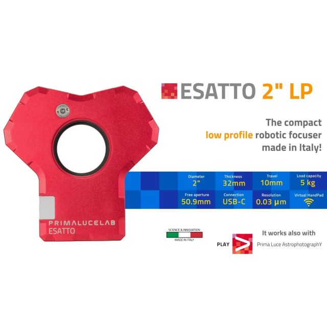 Porte-oculaire 2'' Crayford motorisé ESATTO 2'' LP (Low Profile) - PrimaLuceLab Mise au point, Focus