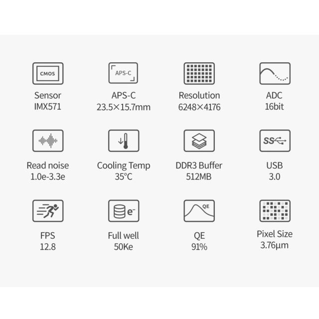 Caméra ASI2600MM Pro refroidie monochrome (IMX571) - ZWO Caméras ciel profond
