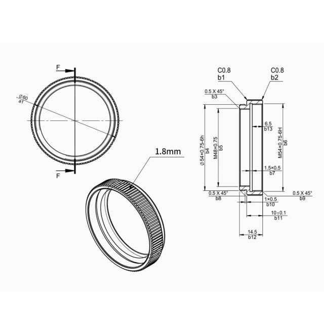 Tube allonge vissant M54 m/f long. 10mm - ZWO Bagues adaptatrices