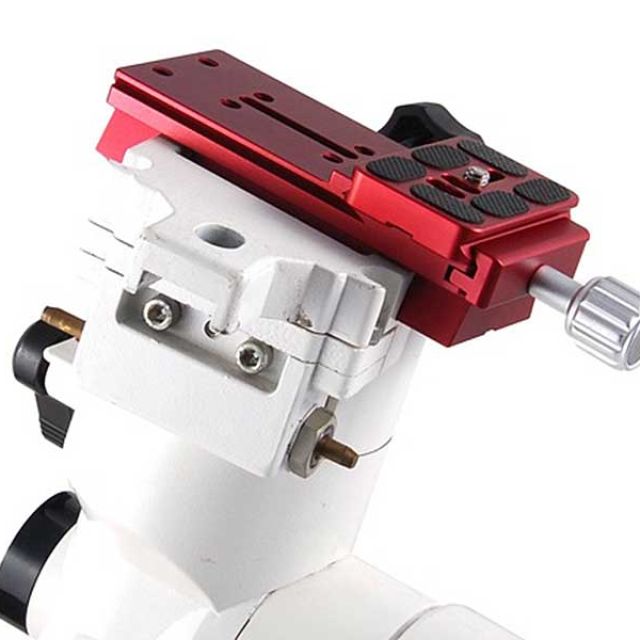 Queue d'aronde mâle type Vixen long. 120mm multi-fonction pour APN et petits instruments rouge - TSOptics Accessoires d'autoguidage