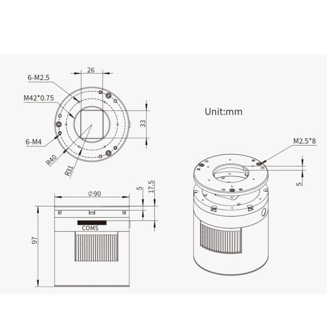 Caméra ASI2600MM Pro refroidie monochrome (IMX571) - ZWO Caméras ciel profond