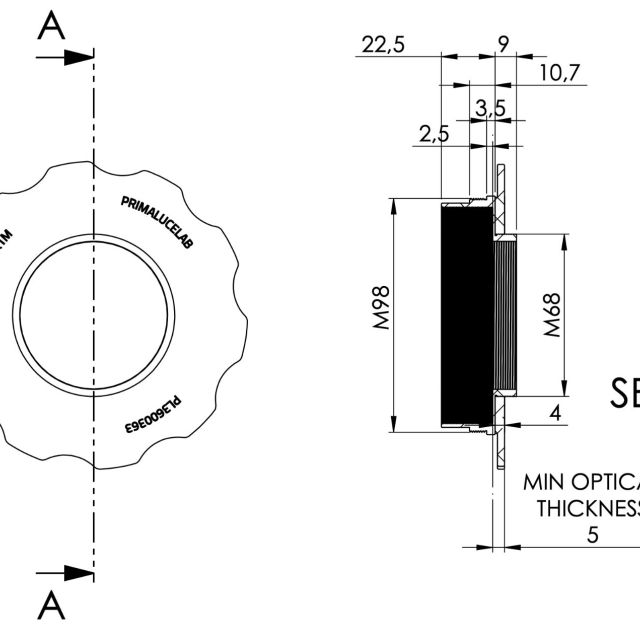 Bague adaptatrice pour ESATTO 3,5'' LP vers M68 mâle - PrimaLuceLab Bagues adaptatrices