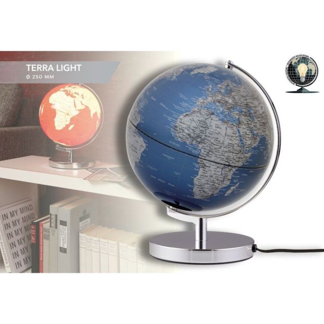 Globe terrestre Terra Light Ø250mm Bleu Profond - Troika Globes